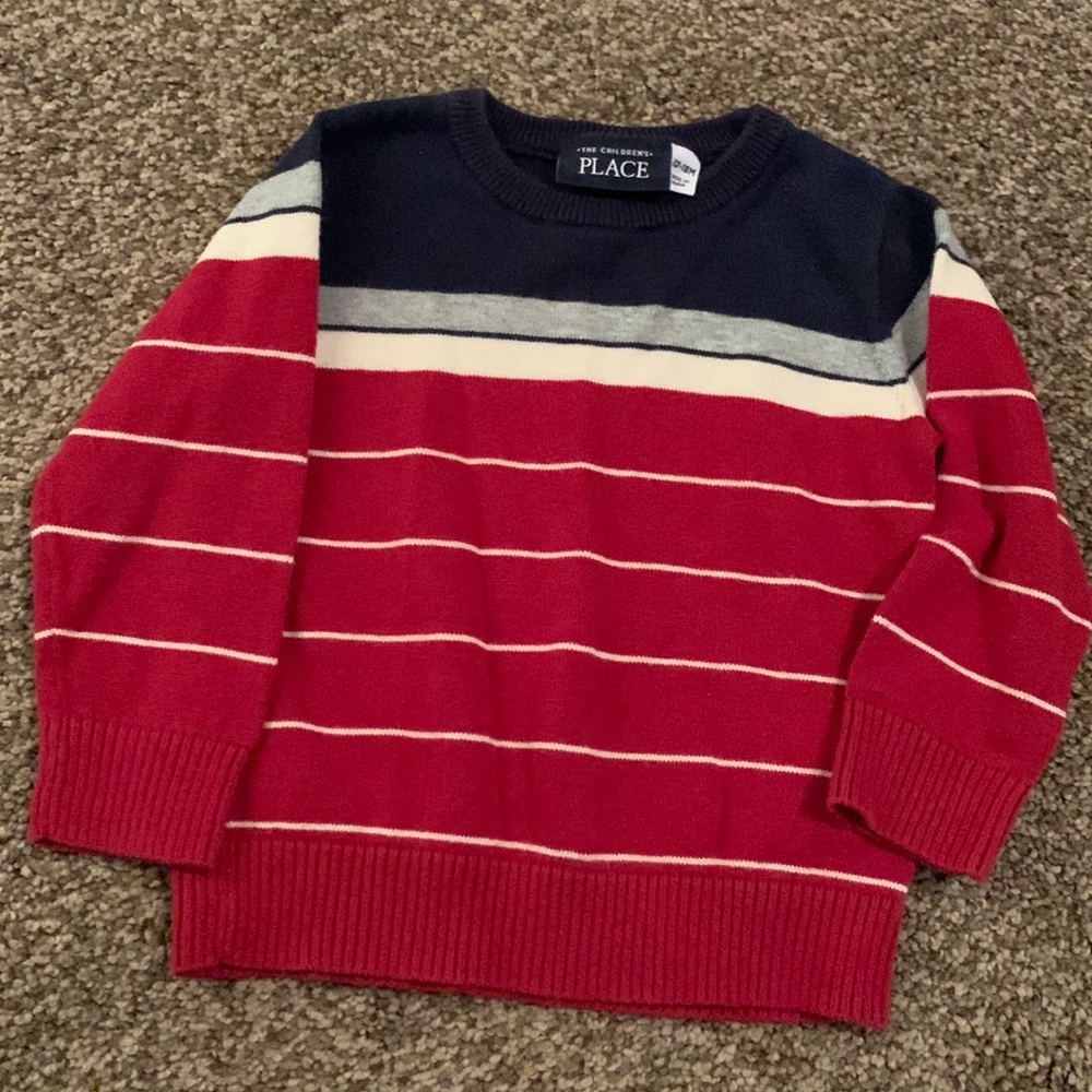 The Children’s Place Vintage Red Strip Sweater Boys 12-18 Month